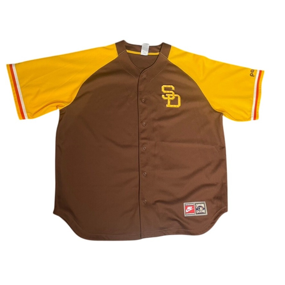 Nike San Diego Padres Cooperstown Collection Baseball Jersey Brown Yellow XXL